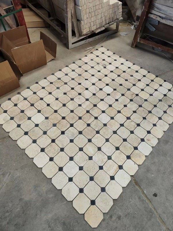 travertine tile mosaic medallion